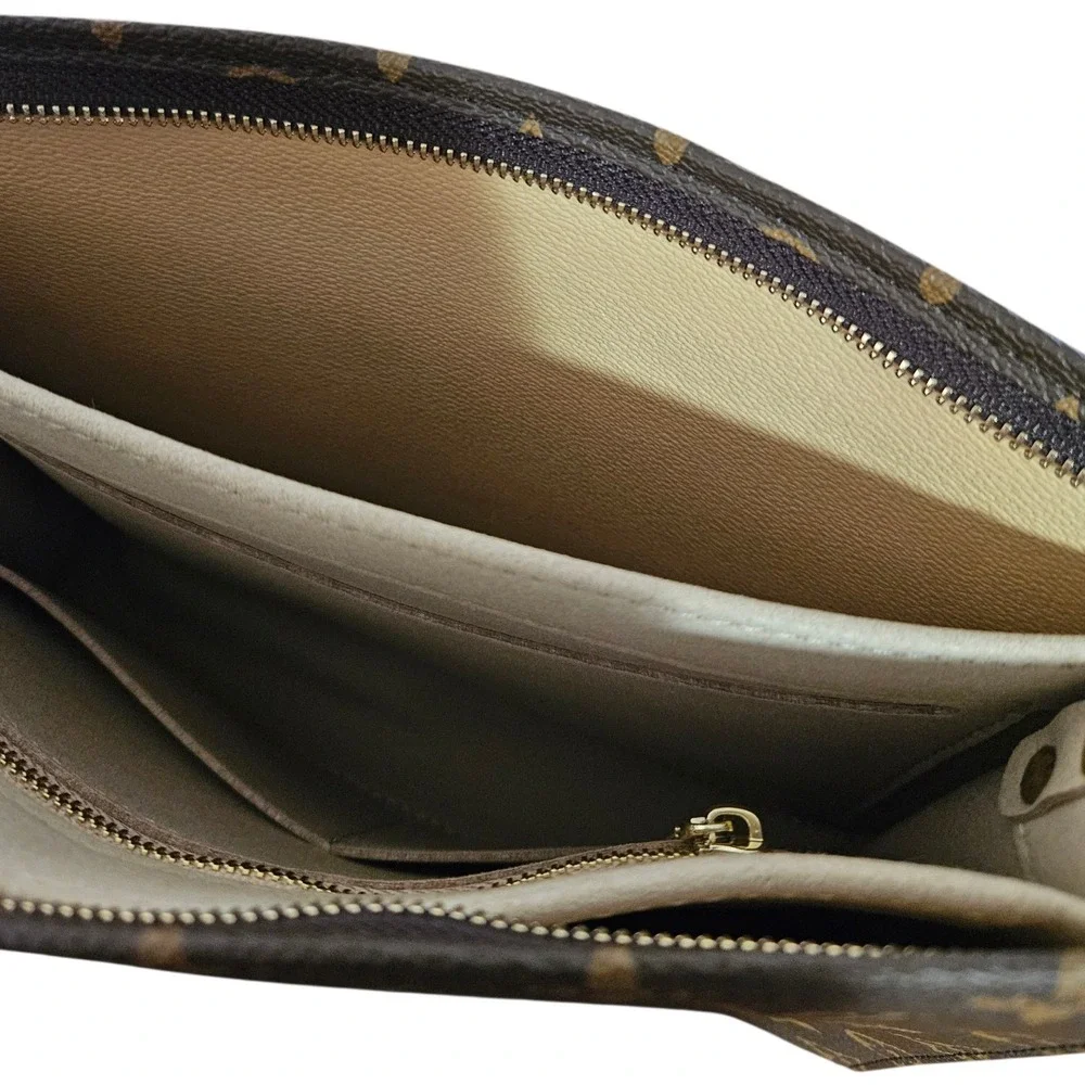 LOUIS VUITTON Poche Toilette Toiletry Bag Leather Monogram Pouch 26 Gold Chain - Picture 11 of 15